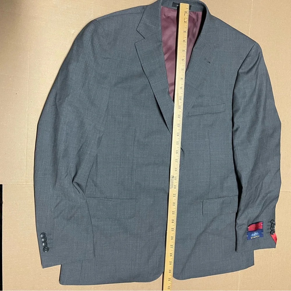 New MANTONI $449 Sharkskin Suit Men's 44R 38x36 Gray 100% WOOL Jacket Pants - Picture 9 of 16
